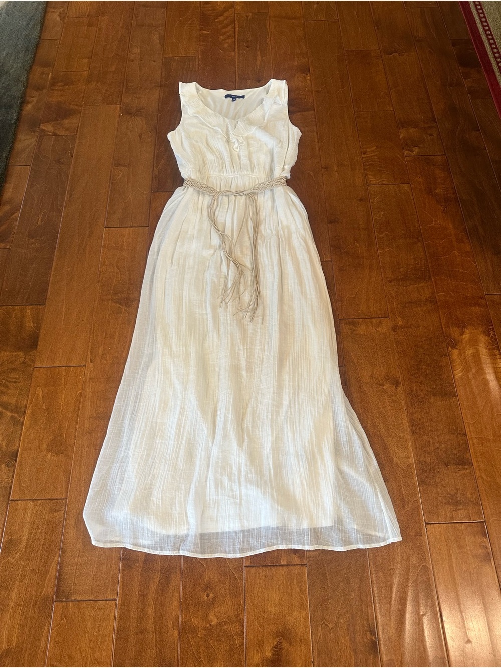 Apt. 9 White Sleeveless Maxi Dress with Braided Waist